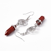 Gemstone Bullet with Lotus Dangle Earrings EJEW-I276-07P-4