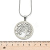 201 Stainless Steel Crystal Rhinestone Tree of Life Pendant Necklaces for Women NJEW-P327-03P-5