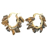 Natural Tiger Eye Chips Braided Hoop Earrings EJEW-JE04940-07-1
