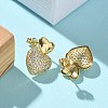 Brass Micro Pave Clear Cubic Zirconia Stud Earrings for Women EJEW-U034-01G-01-3