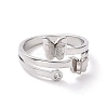 Crystal Rhinestone Butterfly Finger Ring RJEW-D120-09B-P-2