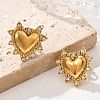 Heart 304 Stainless Steel Micro Pave Clear Cubic Zirconia Stud Earrings EJEW-V016-01G-02-2