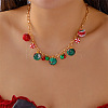 Alloy Rhinestone with Enamel & Plastic Christmas Pendant Bib Necklaces FS-WG99102-13-1