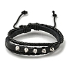 PU Leather & Waxed Cords Triple Layer Multi-strand Bracelets BJEW-F468-08-2