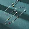 304 Stainless Steel Enamel Rondelle Bead Cable Chain Necklaces for Women NJEW-G190-01P-2
