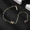 S925 Sterling Silver Micro Pave Cubic Zirconia Link & Charm Bracelets for Women BJEW-K276-02G-1