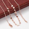 Brass Cable & Flat Sequin Chains Necklaces for Women NJEW-D302-40RG-1