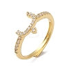 Rack Plating Brass Cubic Zirconia Arabic Letters Adjustable Rings for Women RJEW-S407-10G-15-1