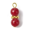 Baking Paint Glass Round Beaded Pendant PALLOY-JF02270-01-2