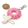 Flowers Woven Cotton Thread Pendant Decorations HJEW-JM02452-04-3