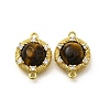 Brass Clear Cubic Zirconia Flat Round Links Connector Charms KK-K398-25G-1