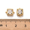 Brass Pave ClearCubic Zirconia Square Connector Charms KK-H515-16G-3