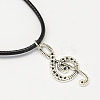 Treble Clef Zinc Alloy Pendant Necklaces with Waxed Cord and Iron Findings NJEW-R228-20AS-1