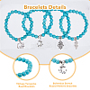 8Pcs 8 Style Synthetic Turquoise Round Beaded Stretch Bracelets Set with Alloy Charms BJEW-FI0001-83-4