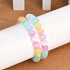 Dyed Natural Selenite Round Beaded Stretch Bracelets for Women G-U005-02M-3