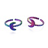 304 Stainless Steel Crescent Moon Cuff Ring RJEW-N038-107-1