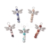 5Pcs 5 Styles Dragonfly Natural Sodalite & Maifanite & Pink Zebra Jasper & Red Jasper & Dyed Magnesite Beaded Pendants PALLOY-JF03857-1