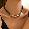 Bohemian Style Alloy Multiple Ring Waxed Cord Choker Necklaces for Women FS-WGCCD3B-01-3
