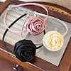1Pc Fabric French Rose Flower Pendant PU Leather Choker Women's Necklaces NJEW-CL0001-06B-3