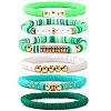 Polymer Clay Heishi Beaded Stretch Bracelets with Brass Beads for Daily Wear and Casual Style JO6865-1-5