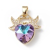 Real 18K Gold Plated Rack Plating Brass Micro Pave Cubic Zirconia Pendants KK-C015-03G-11-1
