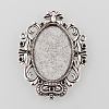 Tibetan Style Antique Silver Alloy Flat Oval Pendant Cabochon Settings TIBEP-M022-51AS-1