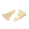 Christmas Theme Brass Micro Pave Clear Cubic Zirconia Charms KK-T073-13G-2