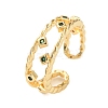 Rack Plating Brass Micro Pave Cubic Zirconia Open Cuff Rings for Women RJEW-U026-04G-01-2