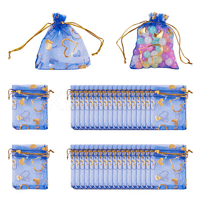 50Pcs Heart Printed Organza Bags OP-TADJ0001-01J-1