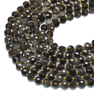 Natural Silver Sheen Obsidian Beads Strands G-K389-B79-01-1