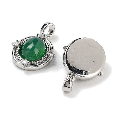 Brass Pave Clear Cubic Zirconia Pendants KK-C051-58P-1