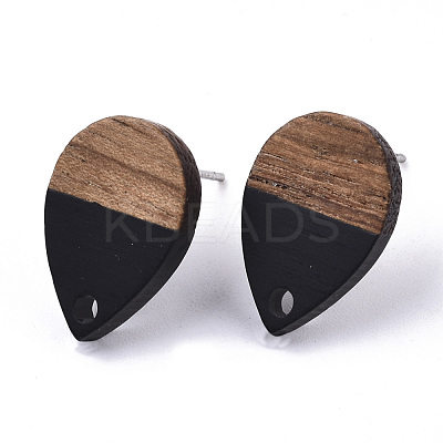 Resin & Walnut Wood Stud Earring Findings MAK-N032-002A-B01-1