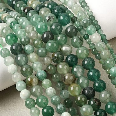 Grade AB Natural Green Aventurine Bead Strands G-G666-01A-1