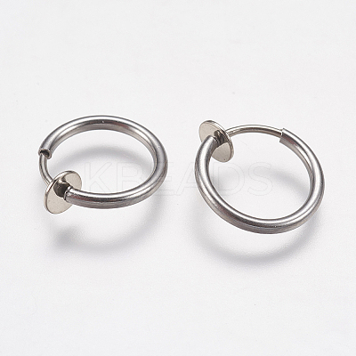 Tarnish Resistant 304 Stainless Steel Retractable Clip-on Hoop Earrings LS-STAS-I097-078P-1