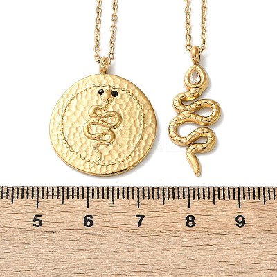 304 Stainless Steel Stackable Double Layer Necklaces NJEW-S435-03G-B-1