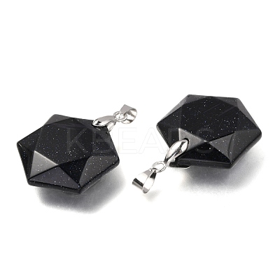 Faceted Synthetic Blue Goldstone Pendants G-F340-03M-1