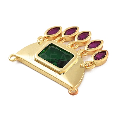 Rack Plating Brass Micro Pave Cubic Zirconia & Glass Pendants  KK-Z071-66G-02-1