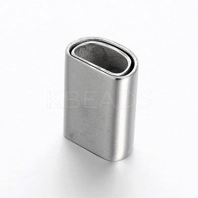 Tarnish Resistant Rectangle 304 Stainless Steel Magnetic Clasps with Glue-in Ends STAS-M195-07-1