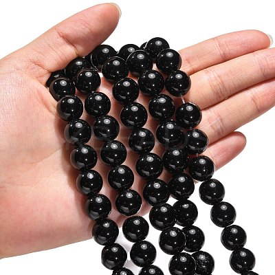 Synthetic Black Stone Beads Strands GSR12mmC044-1