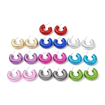Ring Acrylic Stud Earrings EJEW-P251-21-1
