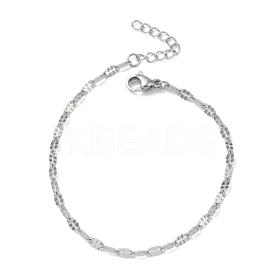 304 Stainless Steel Dapped Chains Bracelets for Women BJEW-D466-08C-P-1