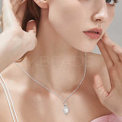 1Pc Rhodium Plated Sterling Silver Bead Cage Pendants STER-HS0001-18-1
