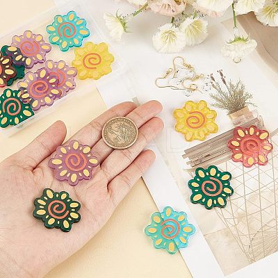 3D Printed Sunflower Charm Dangle Earring Making Kit for Girl Women DIY-OC0007-69-1