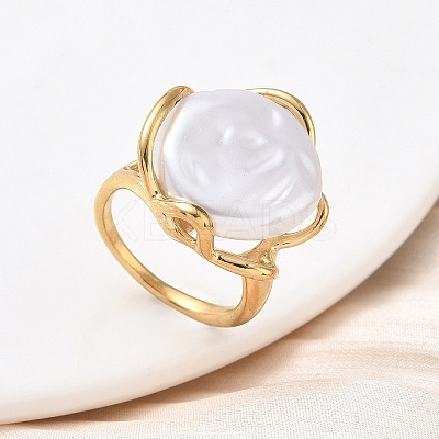 304 Stainless Steel with Acrylic Finger Rings RJEW-Z118-10G-1