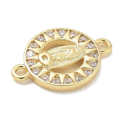 Rack Plating Brass Micro Pave Clear Cubic Zirconia Religion Virgin Mary Connector Charms KK-L224-094G-01-1