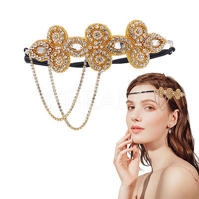 Glass Rhinestone HeadBands for Women OHAR-WH0021-74G-1
