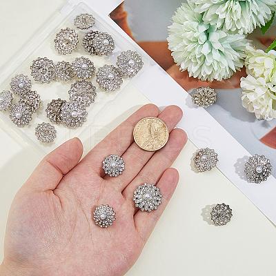 24Pcs 3 Styles Alloy Rhinestone Shank Buttons BUTT-HS0001-05P-1