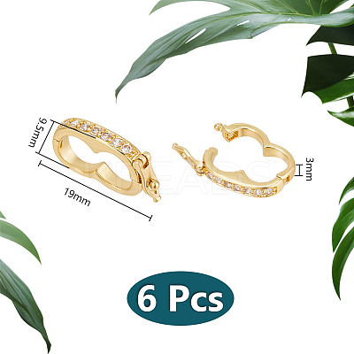 6Pcs Rack Plating Brass Micro Pave Cubic Zirconia Twister Clasps ZIRC-UN0001-08G-1