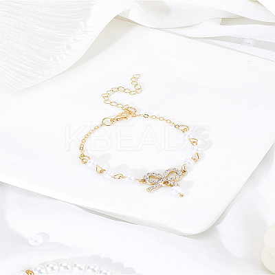 1Pc Alloy Rhinestone Bowknot Link Bracelets BJEW-LP0004-47-1