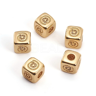 Brass Micro Pave Clear Cubic Zirconia Beads ZIRC-L091-020G-1